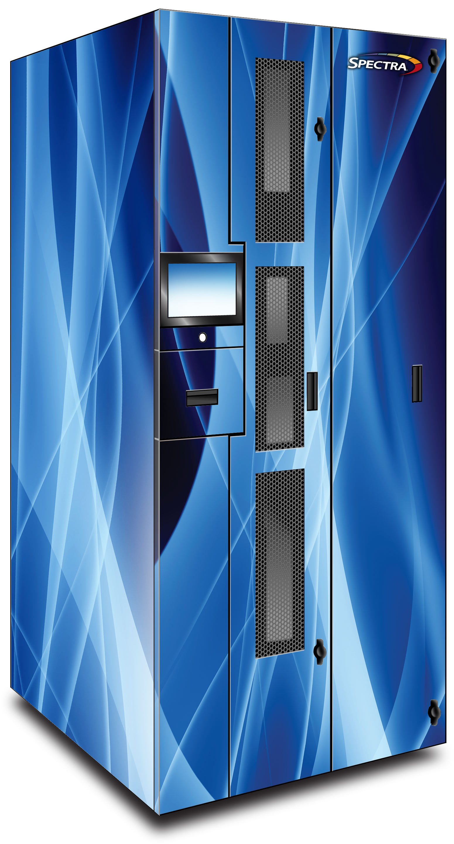 Spectra Logic Spectra Cube with Custom Graphic Wrap: Branded Tape Storage for Enhanced Data Center Aesthetics