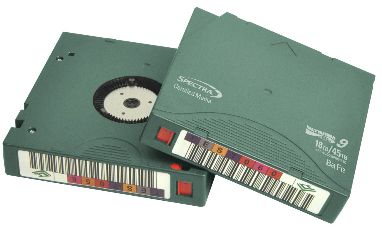Spectra Logic certified LTO Ultrium 9 tape media cartridges used for secure enterprise data backup and long-term storage